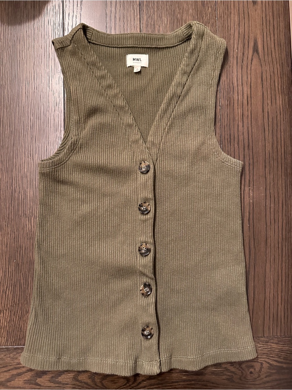 Madewell Olive Green Ribbed Button-Front Tank